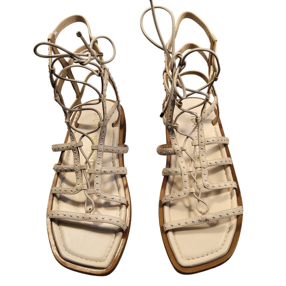 NEW Stuart Weitzman Kora pearly stud gladiator sandal seashell size 6